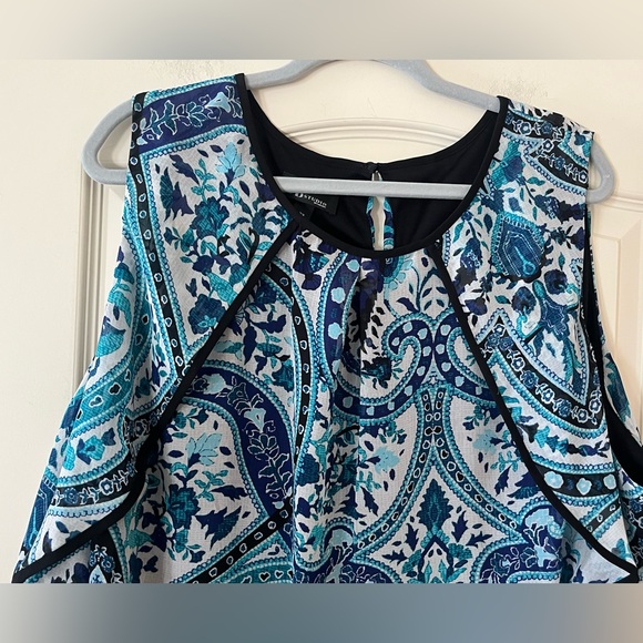 AB Studio Sleeveless Patterned Ruffle Detailed Blouse Women’s Size 3X - Picture 2 of 16